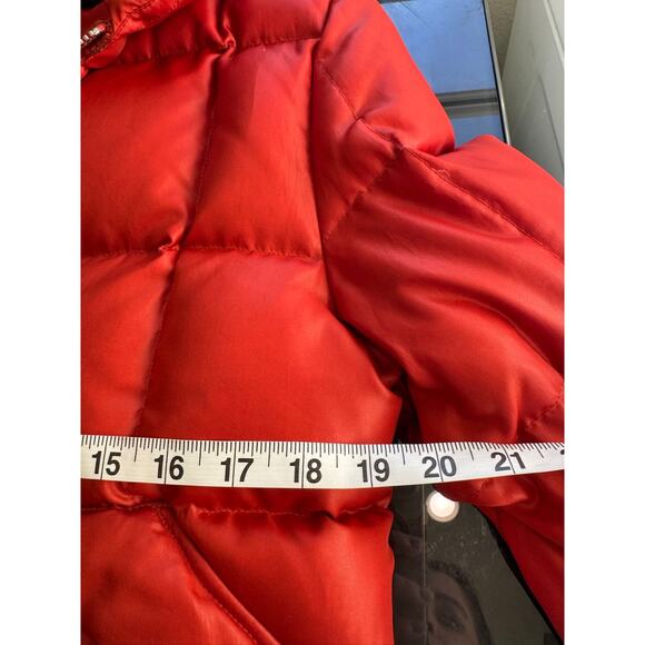 Vintage Y2K Lucky Brand Down Puffer‎ Jacket Orange Red Size Large Coat - Picture 9 of 11
